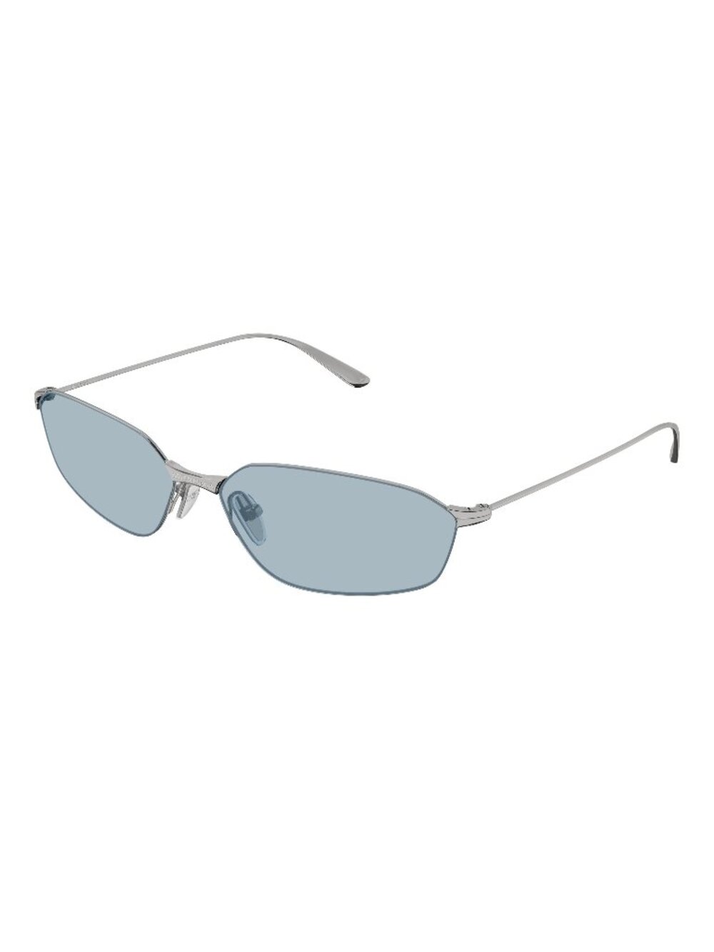 New Balenciaga Unisex Sunglasses Silver Blue Lens Metal Frame BB0412S 005 62